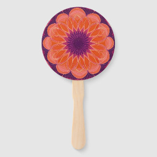 Levendig Sinaasappel met Paarse bloemencaleidoscoo Handwaaier