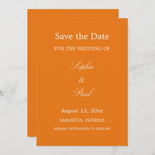 Levendig Sinaasappel Sla de datum op Save The Date (Voorkant / Achterkant)