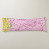 Levendig stofpatroon met roze, geel en lichaamskussen (Achterkant)