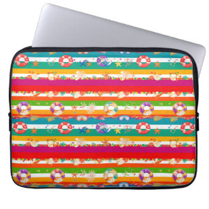 Levendig strandthema voor de zomer laptop sleeve