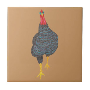 Levendig Strutting Turkije in Pointillisme Tegel Tegeltje