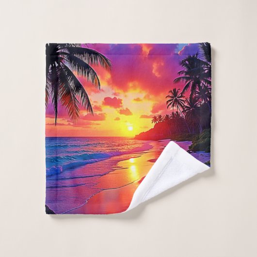 Levendig Sunset Beach Dream Design Bad Handdoek (Wasdoekje)
