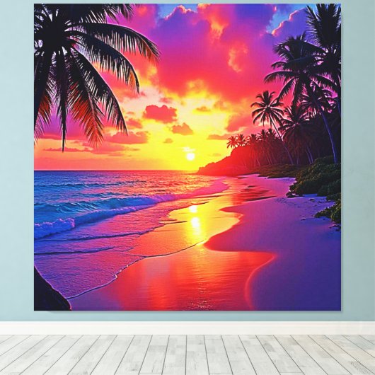 Levendig Sunset Beach Dream Design Canvas Afdruk (Insitu (Houten vloer))