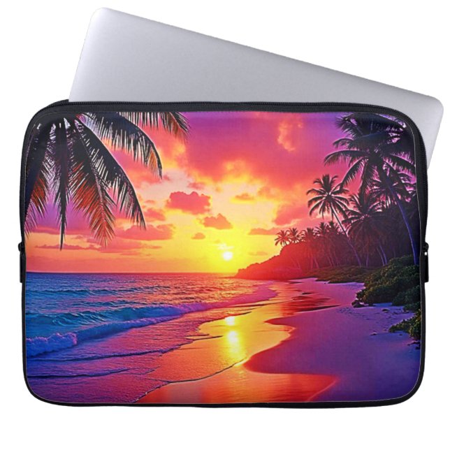 Levendig Sunset Beach Dream Design Laptop Sleeve (Voorkant)