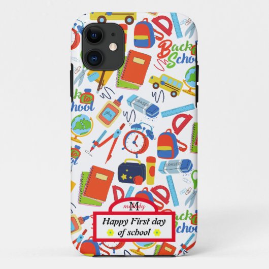 Levendig Terug naar School Pattern Case-Mate iPhone Case (Achterkant)