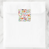 Levendig Terug naar School Pattern Classi Vierkante Sticker (Tas)