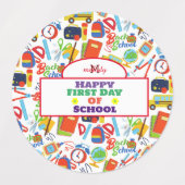 Levendig Terug naar School Pattern Labels (Design 1)