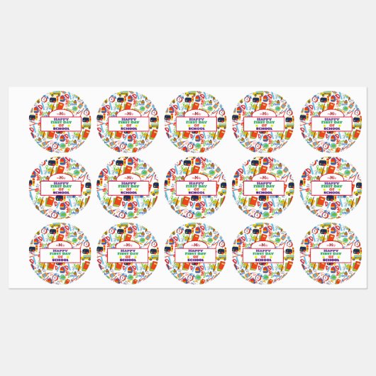 Levendig Terug naar School Pattern Labels (Vel)