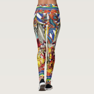 Levendig traditioneel Aziatisch draak- en volks ku Leggings