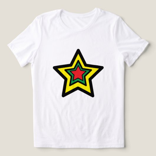 ⭐ Levendig Triple Big Star T-shirt (geel, groen, r (Design voorkant)