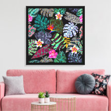 Levendig Tropisch Bladeren en Bloemen Patroon