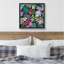 Levendig Tropisch Bladeren en Bloemen Patroon