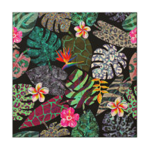 Levendig Tropisch Bladeren en Bloemen Patroon