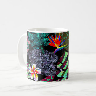Levendig Tropisch Bladeren en Bloemen Patroon Koffiemok