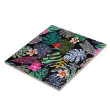Levendig Tropisch Bladeren en Bloemen Patroon