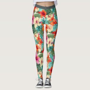 Levendig tropisch bloemenpatroon leggings