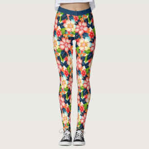 Levendig tropisch bloemenpatroon leggings