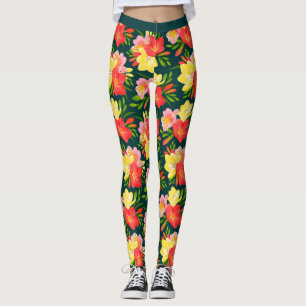 Levendig tropisch bloemenpatroon leggings