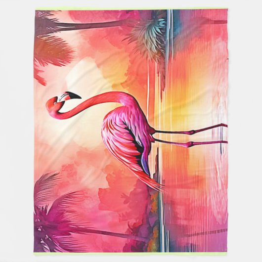 Levendig Tropisch Flamingo Glow Design Fleece Deken (Voorkant)