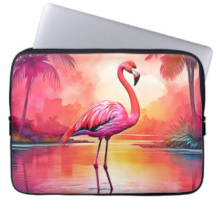 Levendig Tropisch Flamingo Glow Design Laptop Sleeve