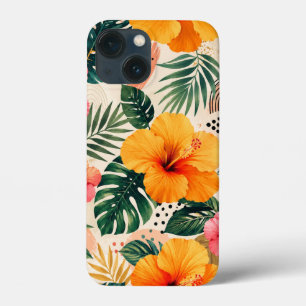 Levendig Tropisch Hibiscus Bloemmotief Naadloos Pa iPhone 13 Mini Hoesje