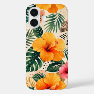 Levendig Tropisch Hibiscus Bloemmotief Naadloos Pa iPhone 16 Hoesje