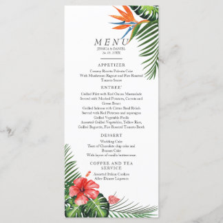 Levendig tropisch huwelijksmenu menu