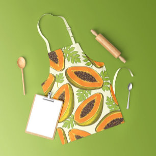 Levendig Tropisch Papaja Fruit en Blad Patroon Schort