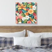 Levendig tropisch paradijs naadloos patroon canvas afdruk (Insitu (Slaapkamer))