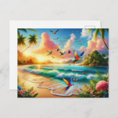 Levendig Tropisch Paradijs Schilderij Briefkaart (Voorkant / Achterkant)