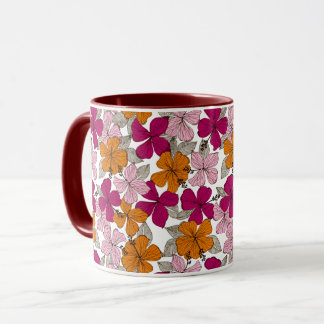 Levendig Tropische Hibiscus Bloemrijke Burgundy Tw Mok