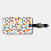 Levendig Tulp Patroon Bloemen Design op Wit Bagagelabel (Achterkant horizontaal)