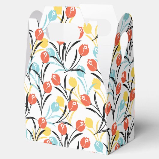 Levendig Tulp Patroon Bloemen Design op Wit Bedankdoosjes (Geopend)