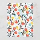 Levendig Tulp Patroon Bloemen Design op Wit Briefkaart (Voorkant)