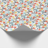 Levendig Tulp Patroon Bloemen Design op Wit Cadeaupapier (Hoek)
