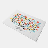 Levendig Tulp Patroon Bloemen Design op Wit Deurmat (Schuin)