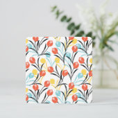 Levendig Tulp Patroon Bloemen Design op Wit Kaart (Staand voorkant)