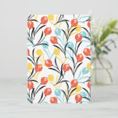Levendig Tulp Patroon Bloemen Design op Wit Kaart (Staand voorkant)