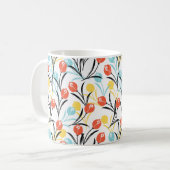 Levendig Tulp Patroon Bloemen Design op Wit Koffiemok (Voorkant links)