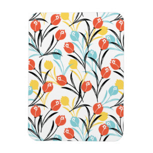 Levendig Tulp Patroon Bloemen Design op Wit Magneet