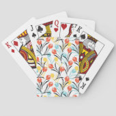 Levendig Tulp Patroon Bloemen Design op Wit Pokerkaarten (Achterkant)