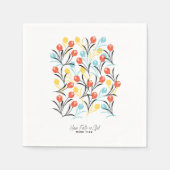 Levendig Tulp Patroon Bloemen Design op Wit Servet (Voorkant)