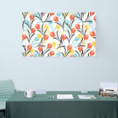 Levendig Tulp Patroon Bloemen Design op Wit Spandoek (Beurs)