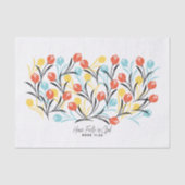 Levendig Tulp Patroon Bloemen Design op Wit Tissuepapier (Voorkant)