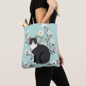 Levendig Tuxedo Cat in Flowers All-Over-Print Tas (Dichtbij)
