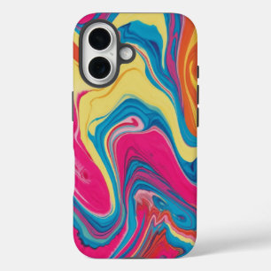 Levendig Type-Dye Marmeren Telefoonhoesontwerp iPhone 16 Hoesje