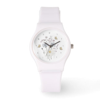 Levendig veld met wilde bloemen horloge