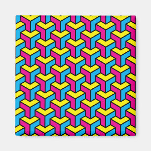Levendig vet CMYK geometrisch optisch illusieblok Magneet