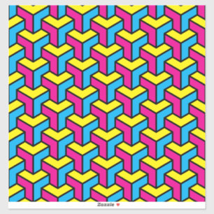 Levendig vet CMYK geometrisch optisch illusieblok Sticker