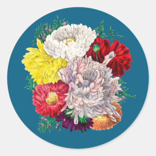 Levendig Vintage Botanisch Boeket Wilde Bloemen Ronde Sticker